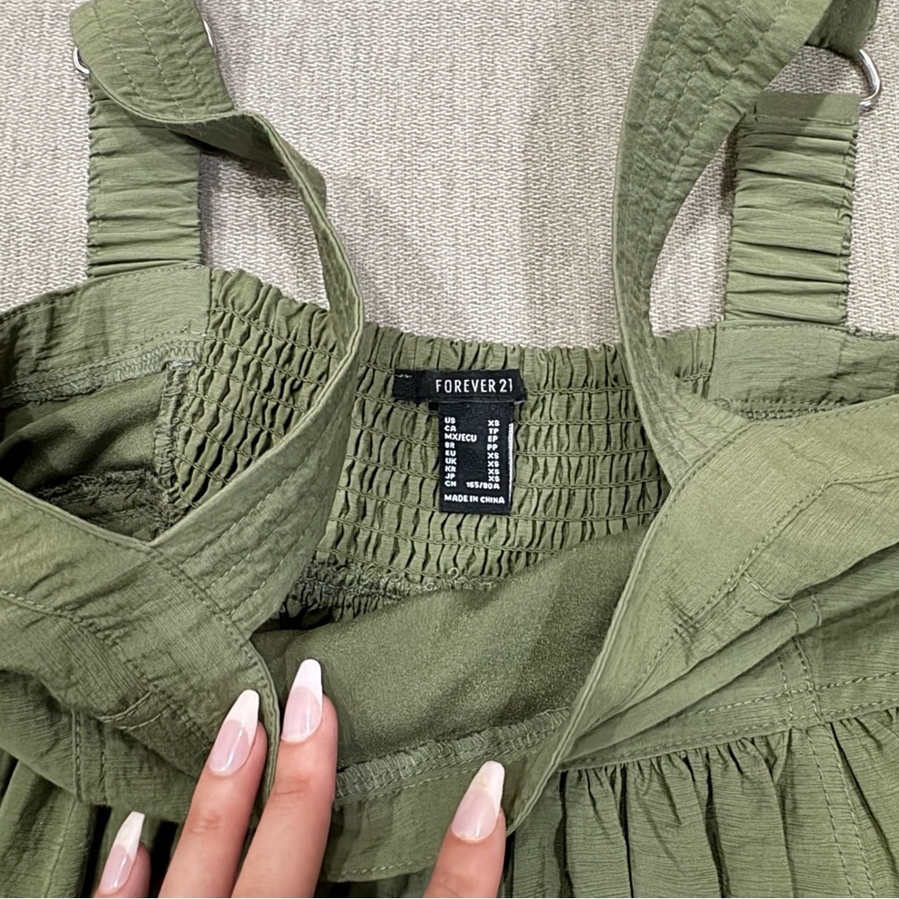 Army Green Cargo Dress w/ Front Pockets - Picture 4 of 8